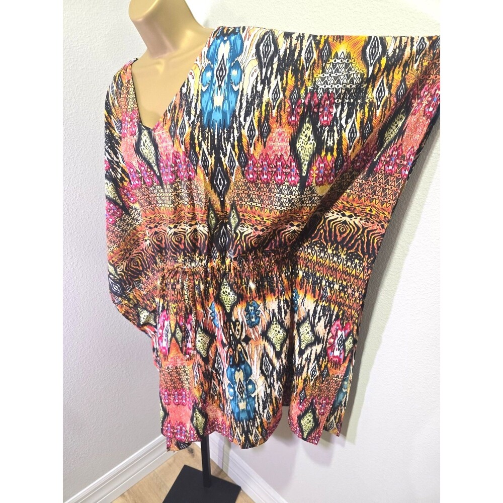 BOBBIE BROOKS  Paisley Boho Kimono Tunic Caftan Top OS Festival Resort Eclectic